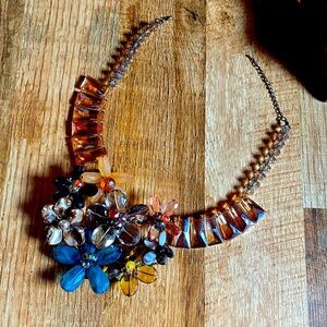 Artisan Huge Flower Garden Statement‎ Necklace AB Crystal